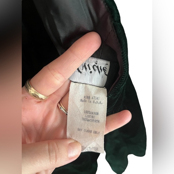 Vintage Cocktail Dress Size 5 Velvet A Line Pin Up Style Halter Green Crinoline - Picture 9 of 12
